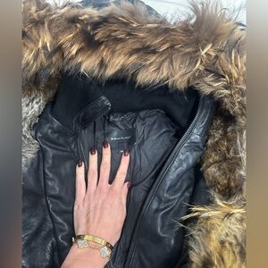 Max Studio Black Faux Fur Trim Jacket